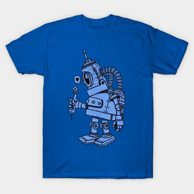 robot blue in love T-Shirt by manuvila